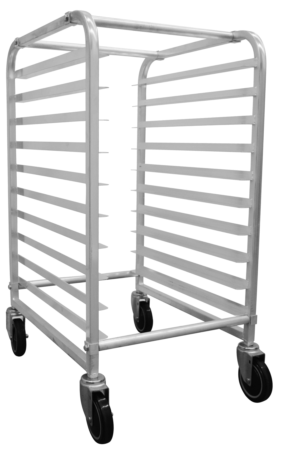 Serv-Ware CWP-APR-10EL-V 10-tier aluminum pan rack on casters, front angle view
