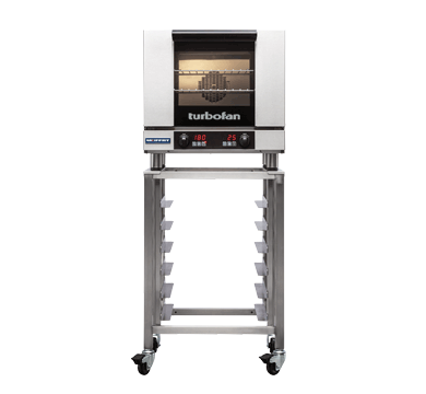 Moffat Turbofan E23D3 convection oven shown on the optional SK23 stand (stand sold separately)