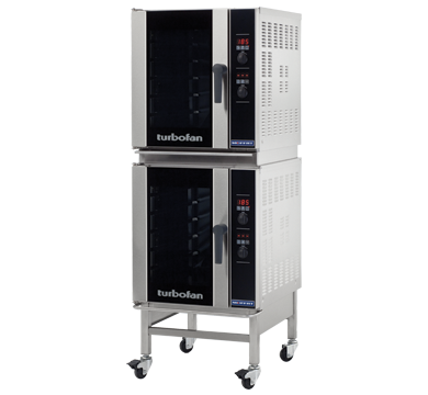 Moffat Turbofan DSKE33C caster stacking kit shown with two Turbofan E33D5 ovens (ovens sold separately), front view