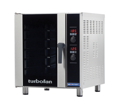 Moffat Turbofan E33D5 half-size digital electric convection oven, angled front view