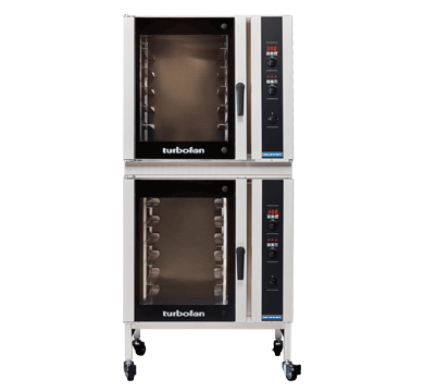 Moffat Turbofan DSKE35-26C caster stacking kit shown with two Turbofan E35D6-26 ovens (ovens sold separately), front view
