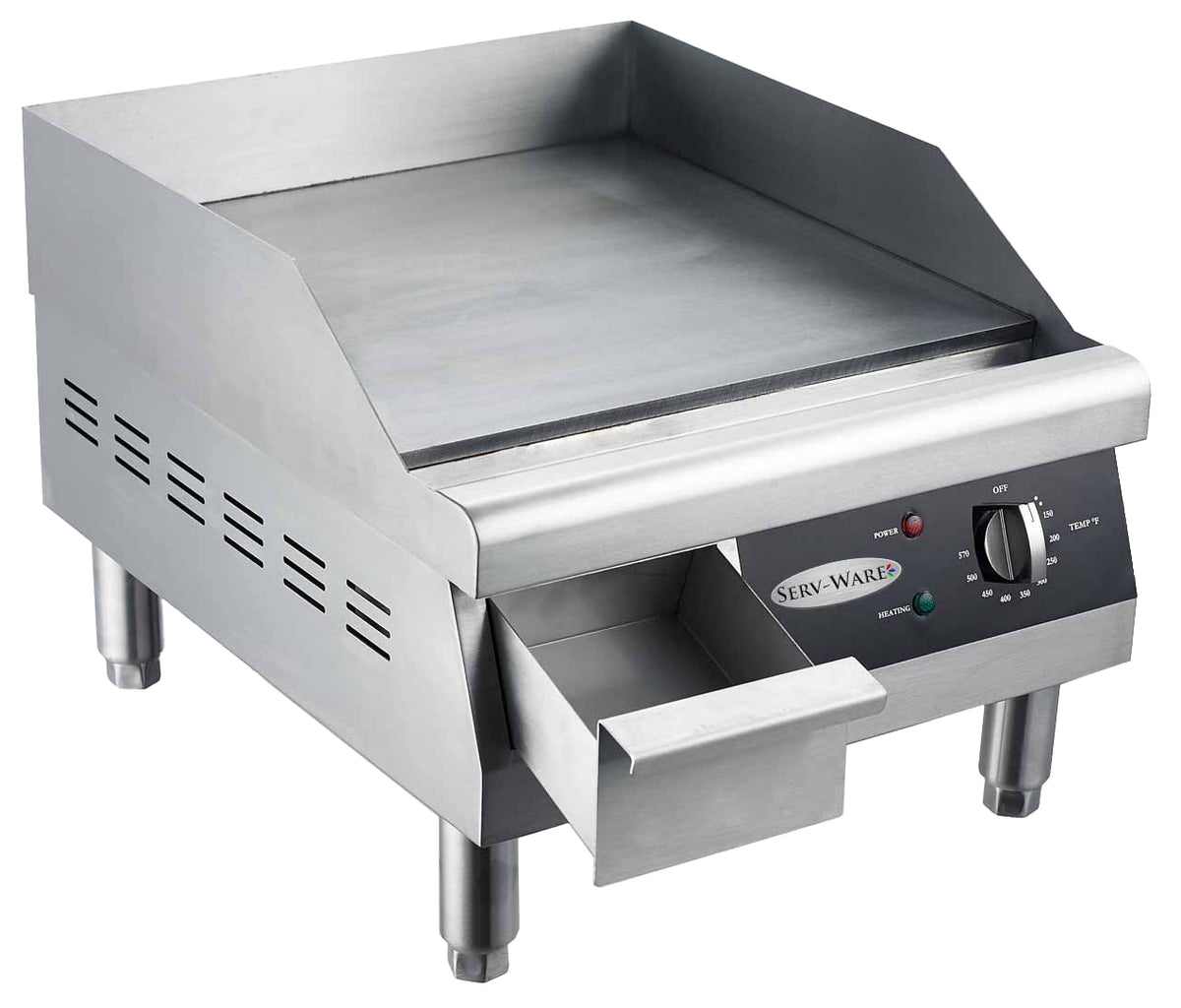 Serv-Ware ETG-16 16 inch electric countertop griddle, front angle view
