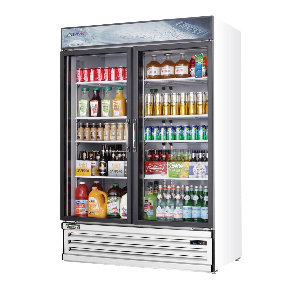 Everest EMSGR48 53" Merchandiser Refrigerator, Two Swing Door, White Exterior, 50.0 cu. ft. - Open box New: