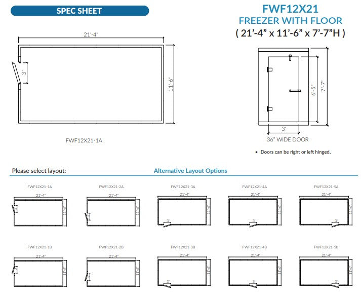 Astra 12 x 21 Walk-In Freezer with Floor and Remote Refrigeration FWF12X21-RM