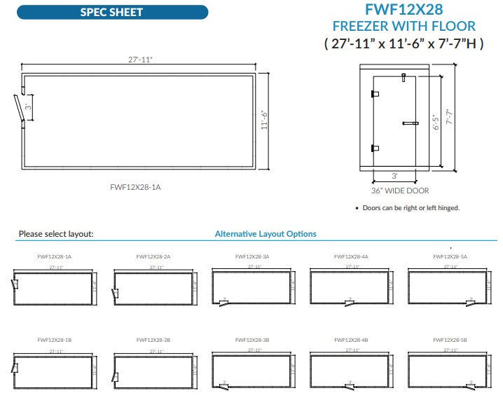 Astra 12 x 28 Walk-In Freezer with Floor FWF12X28