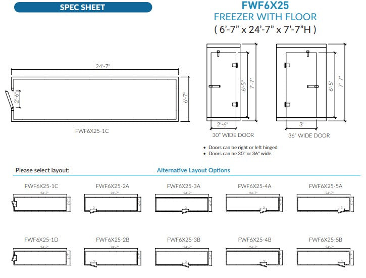 Astra 6 x 25 Walk-In Freezer with Floor and Remote Refrigeration FWF6X25-RM