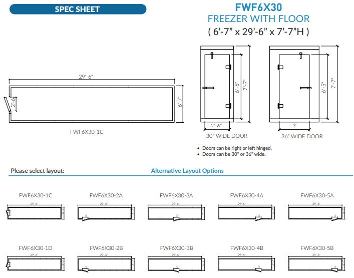 Astra 6 x 30 Walk-In Freezer with Floor FWF6X30