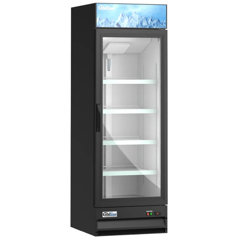 Coldline G15-B 26" Single Glass Swing Door Merchandiser Refrigerator - Black