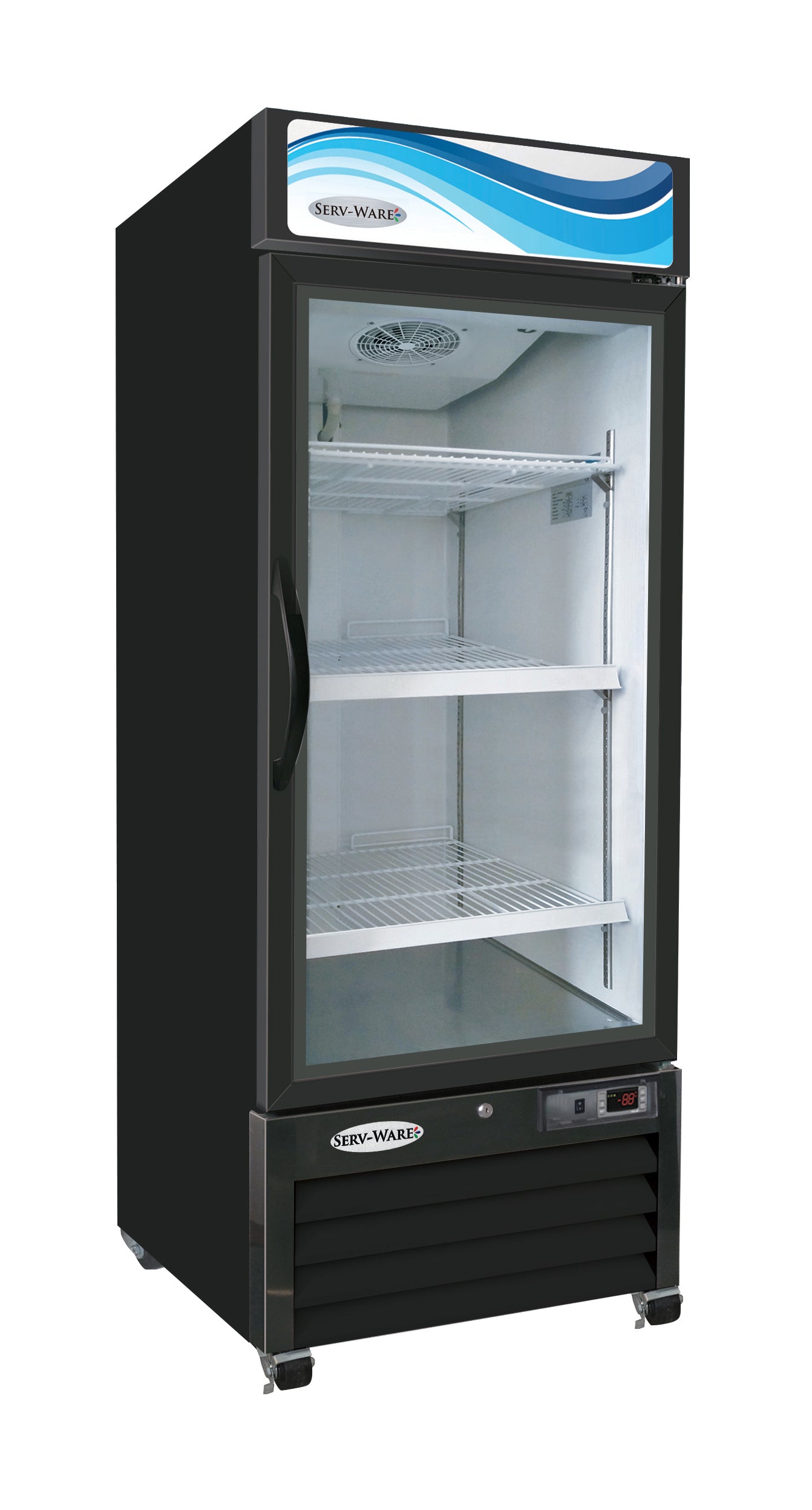 Serv-Ware GR16B-HC One (1) Glass Door Merchandiser Refrigerator, Black Cabinet