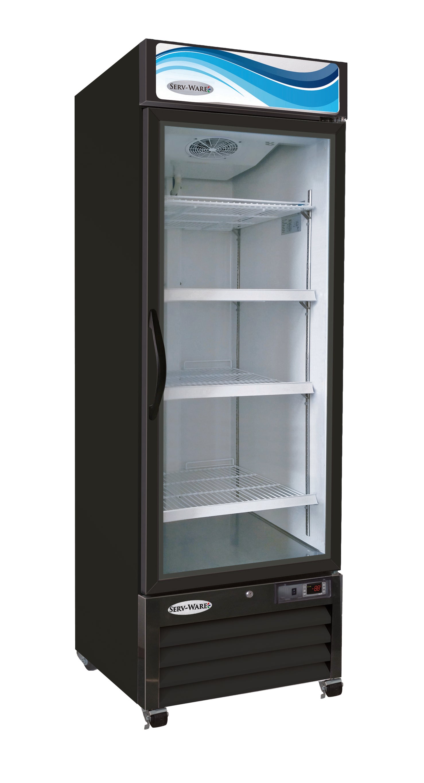 Serv-Ware GR23B-HC One (1) Glass Door Merchandiser Refrigerator, Black Cabinet
