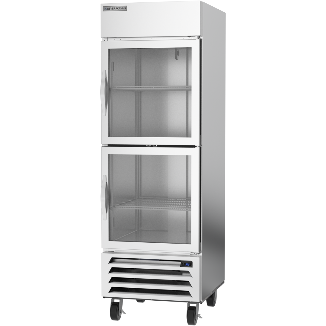 Beverage Air HBR23HC-1-HG 2 Glass Half-Door Bottom Mount Refrigerator 27"