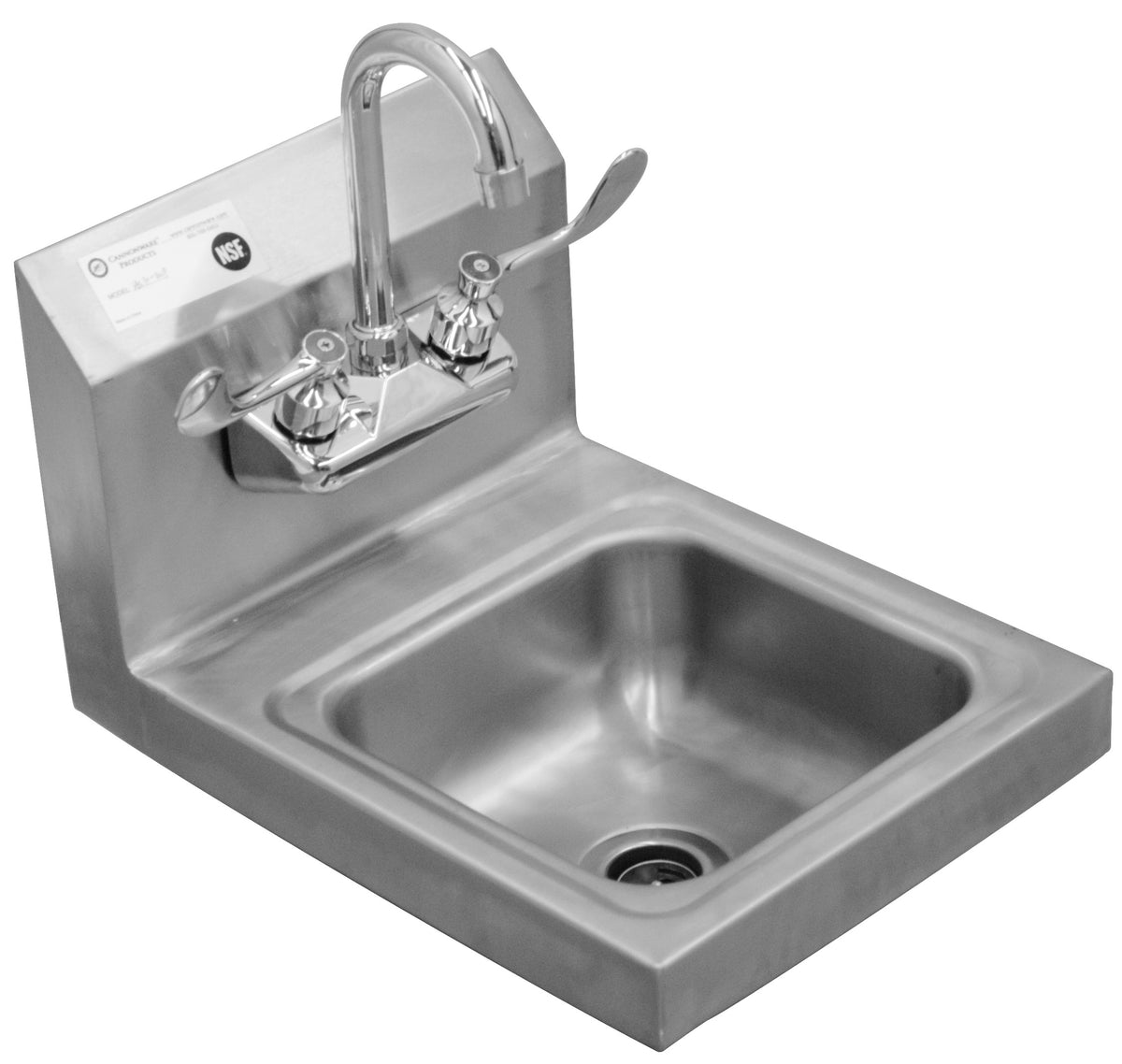 Serv-Ware HS10-CWP wall-mount stainless steel hand sink with gooseneck faucet and wrist-blade handles