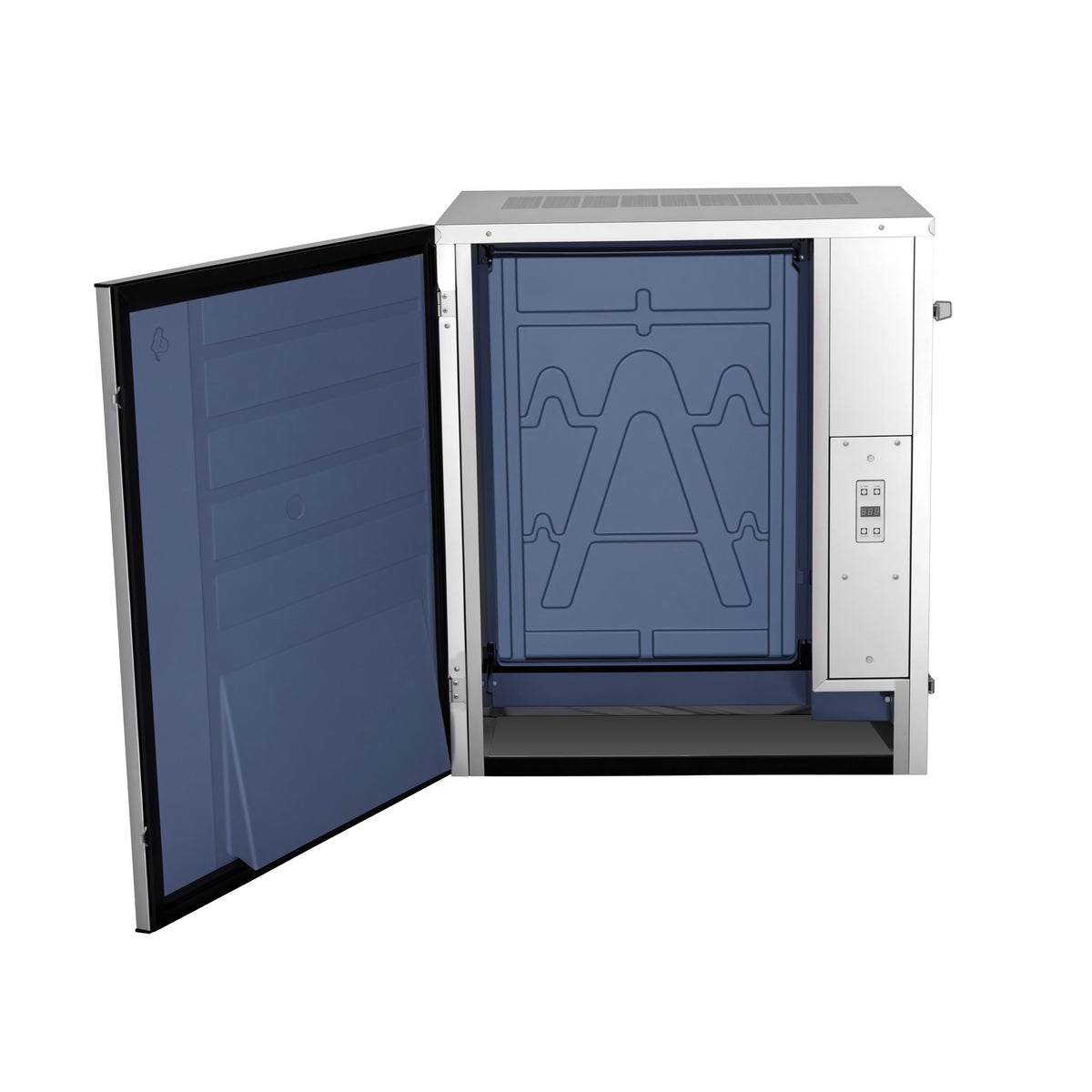 Atosa YRM0800A-261 30-3/4" ice machine head, front panel open showing the evaporator