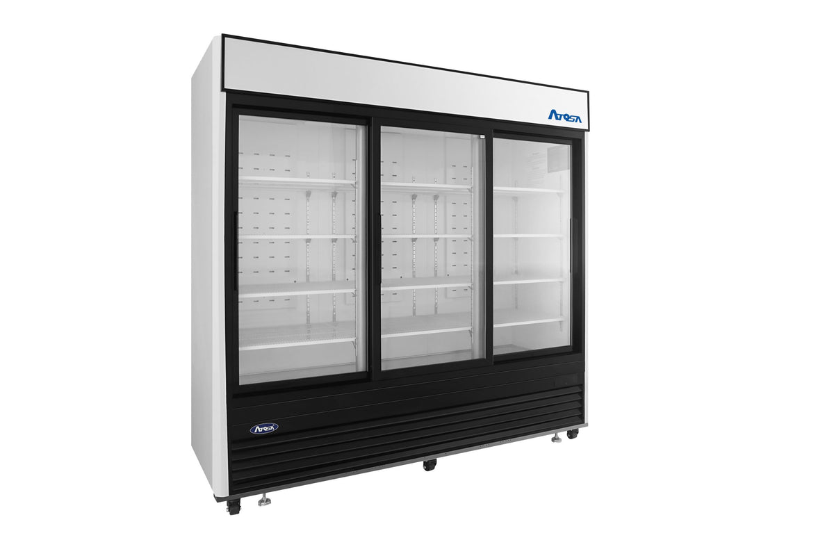 Atosa MCF8729GR — Black Exterior Sliding Glass Door Refrigerator Merchandiser