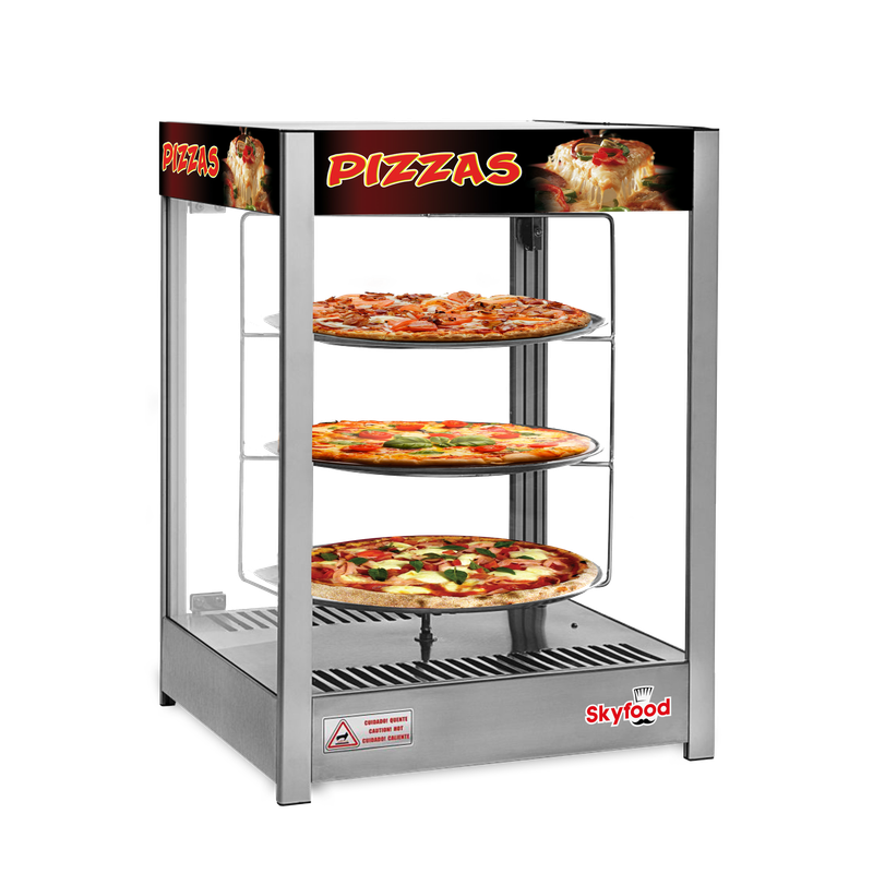 Skyfood PD3TS18 Pizza Display Case - Triple Tray 18'' - Steam Line
