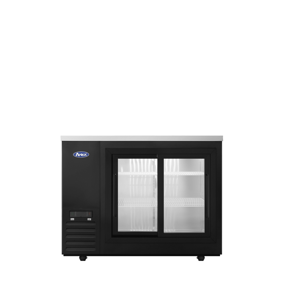 Atosa SBB48SGGRAUS2 – 48″ Black Shallow Depth Back Bar Cooler with Sliding Glass Doors