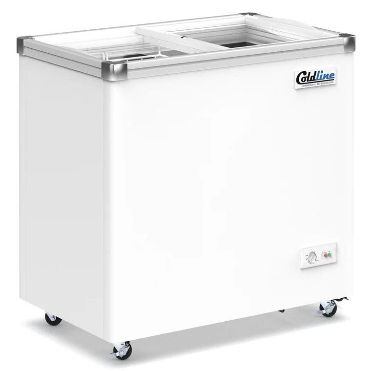 Coldline SD34 34" Flat Glass Top Display Ice Cream Freezer with 1 Basket