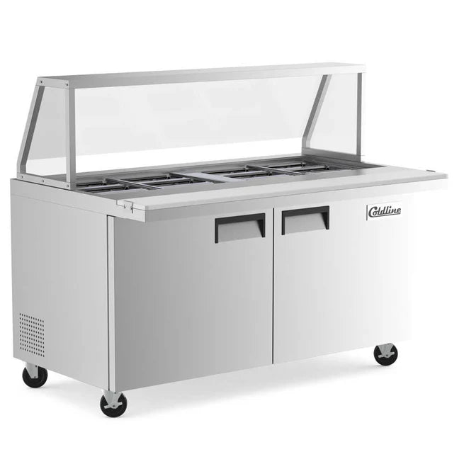 Coldline SP60 60" Bain Marie Sandwich Prep Table - 16 Pans