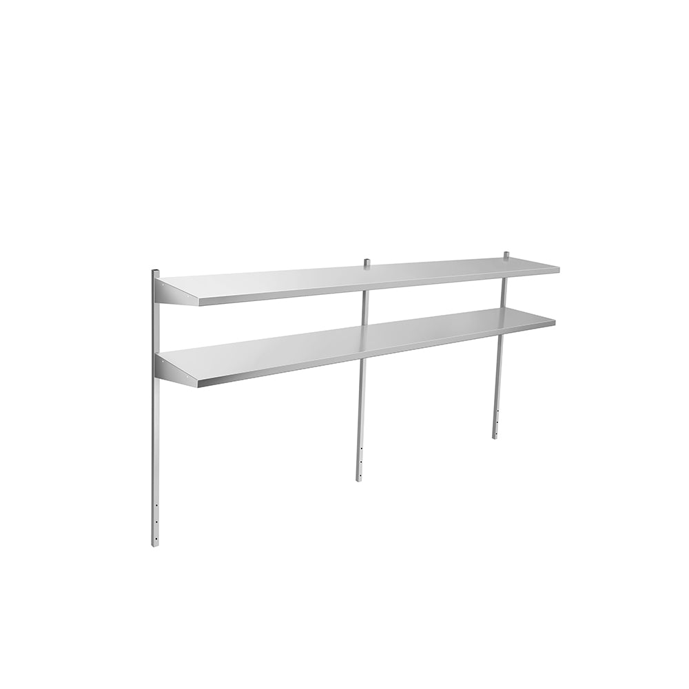 Atosa SOD1493B 93" stainless steel double overshelf, angled view from the left
