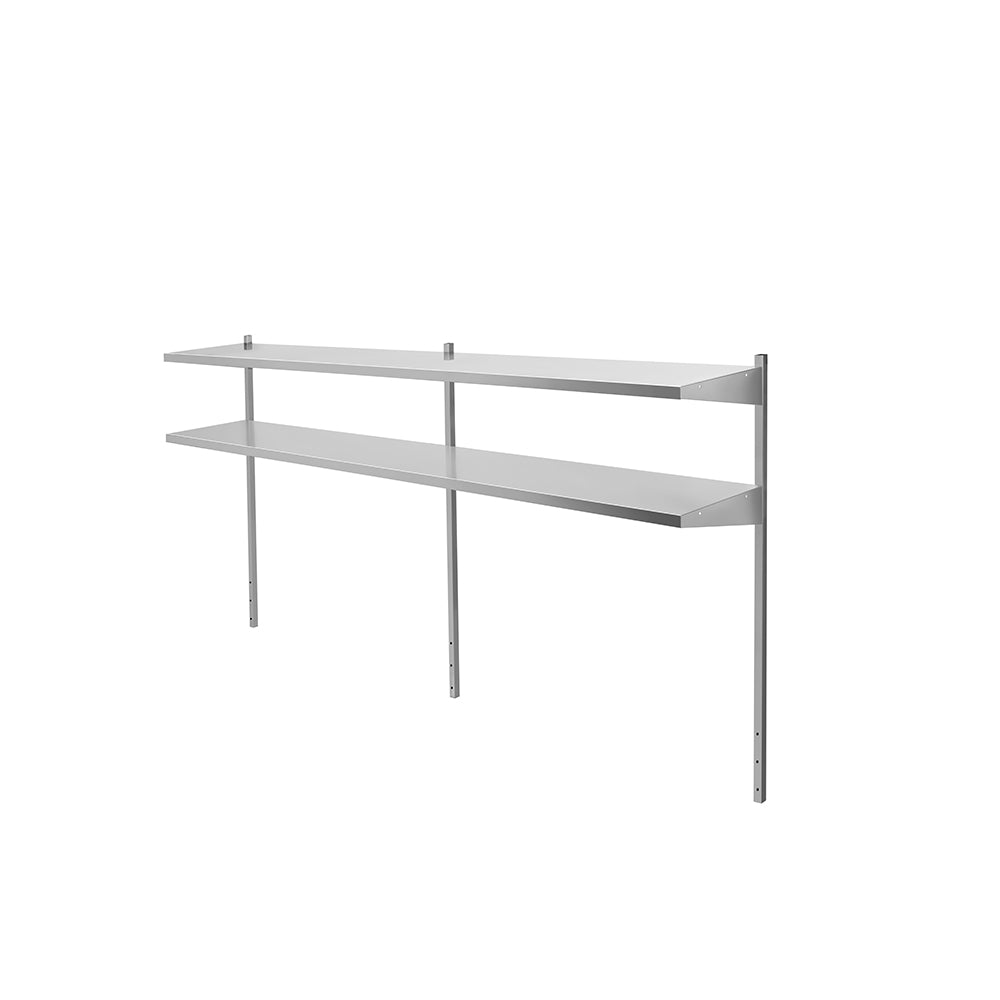 Atosa SOD1493B 93" stainless steel double overshelf, angled view from the right