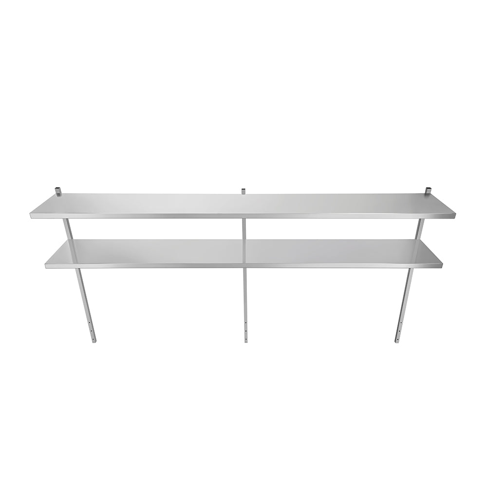 Atosa SOD1493B 93" stainless steel double overshelf, view from above