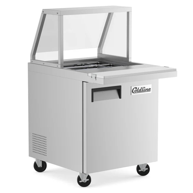 Coldline SP27 27" Bain Marie Sandwich Prep Table - 6 Pans