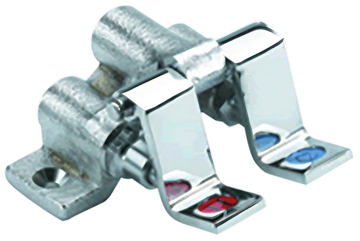 Serv-Ware SSFV-CWP double pedal floor-mount foot valve with red hot and blue cold pedals