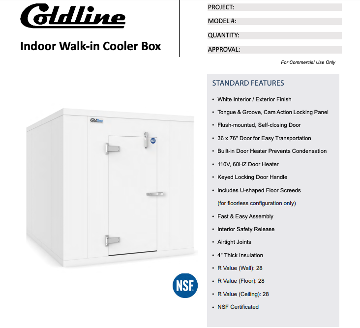 Coldline 10 x 20 Walk-in Refrigerator Cooler Box