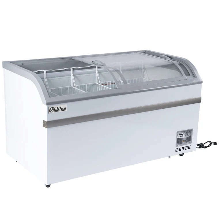 Coldline XS500YX 58" Curved Glass Top Display Ice Cream Freezer with LED and 5 Baskets