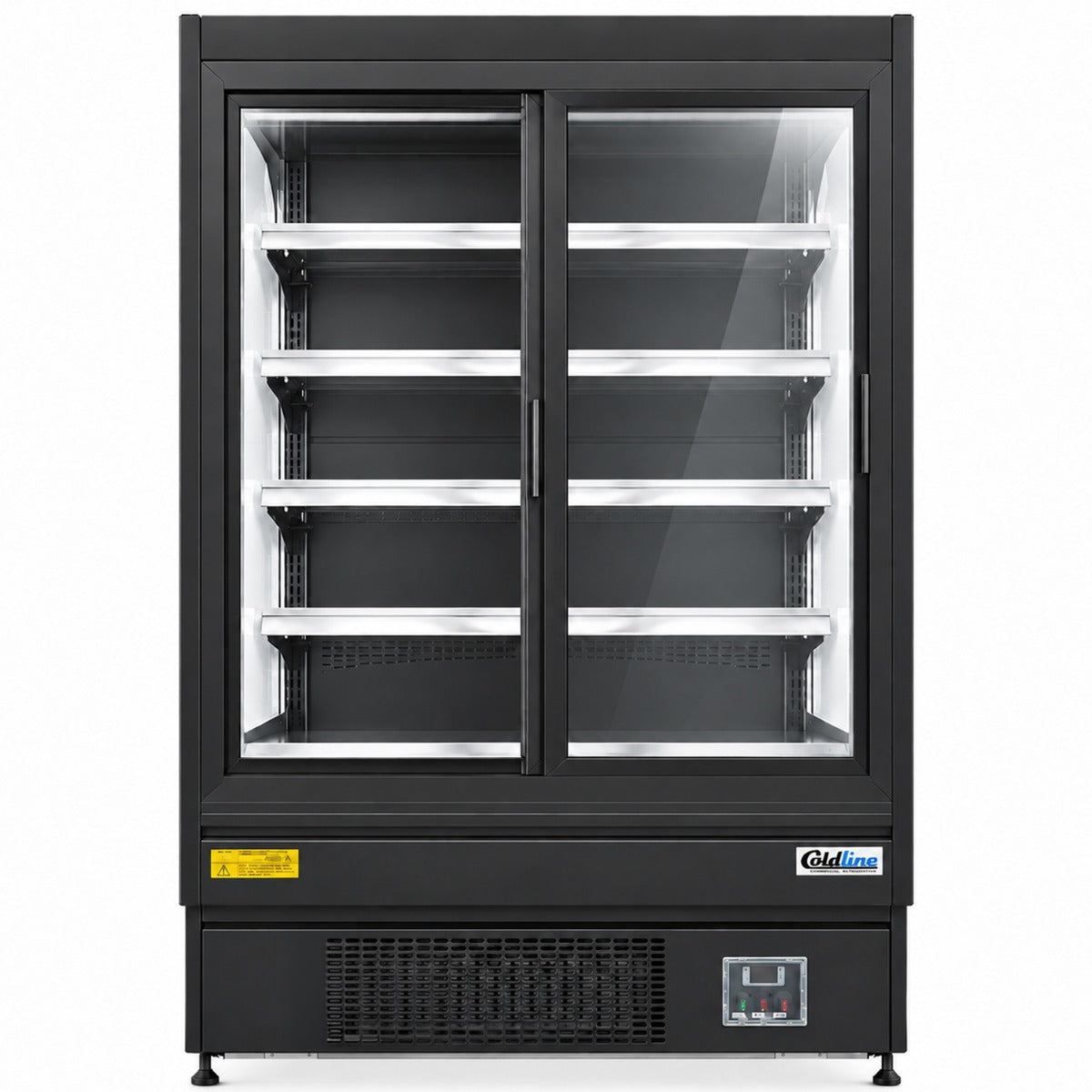 Coldline SGC-51-B 51" Multi Deck Sliding Door Merchandiser Refrigerator with LED Lighting- Black