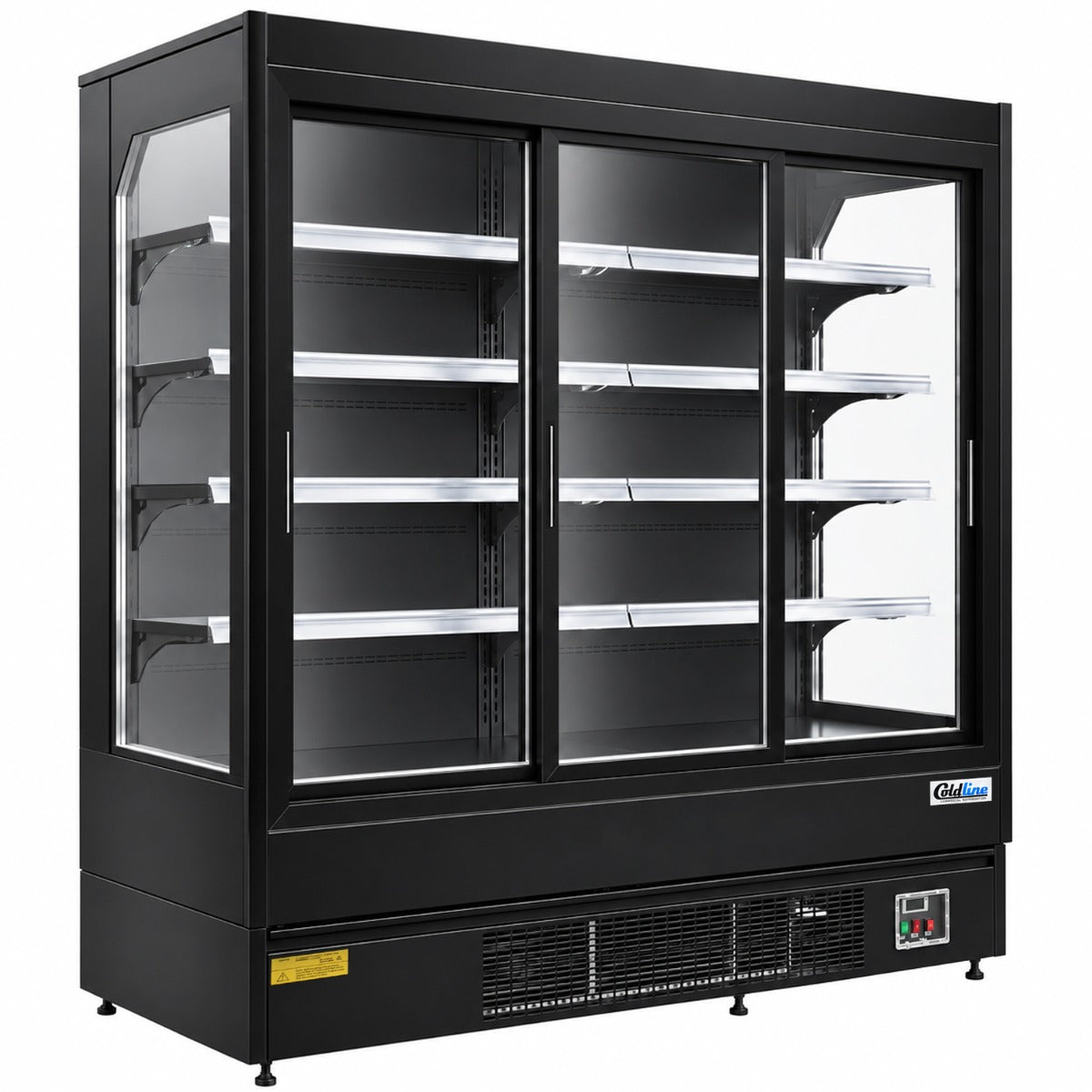 Coldline SGC-76-B 76" Multi Deck Sliding Door Merchandiser Refrigerator with LED Lighting- Black