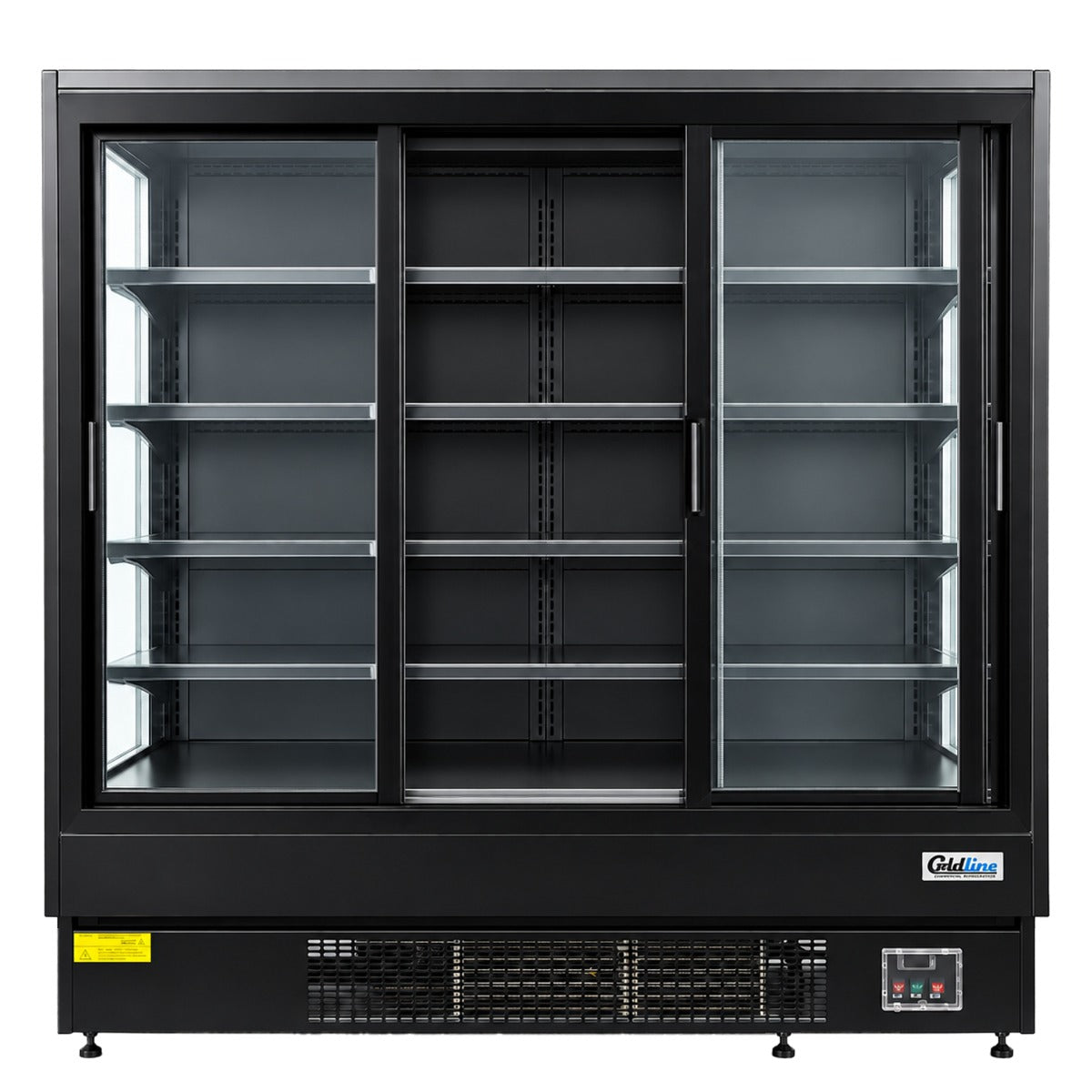 Coldline SGC-76-B 76" Multi Deck Sliding Door Merchandiser Refrigerator with LED Lighting- Black