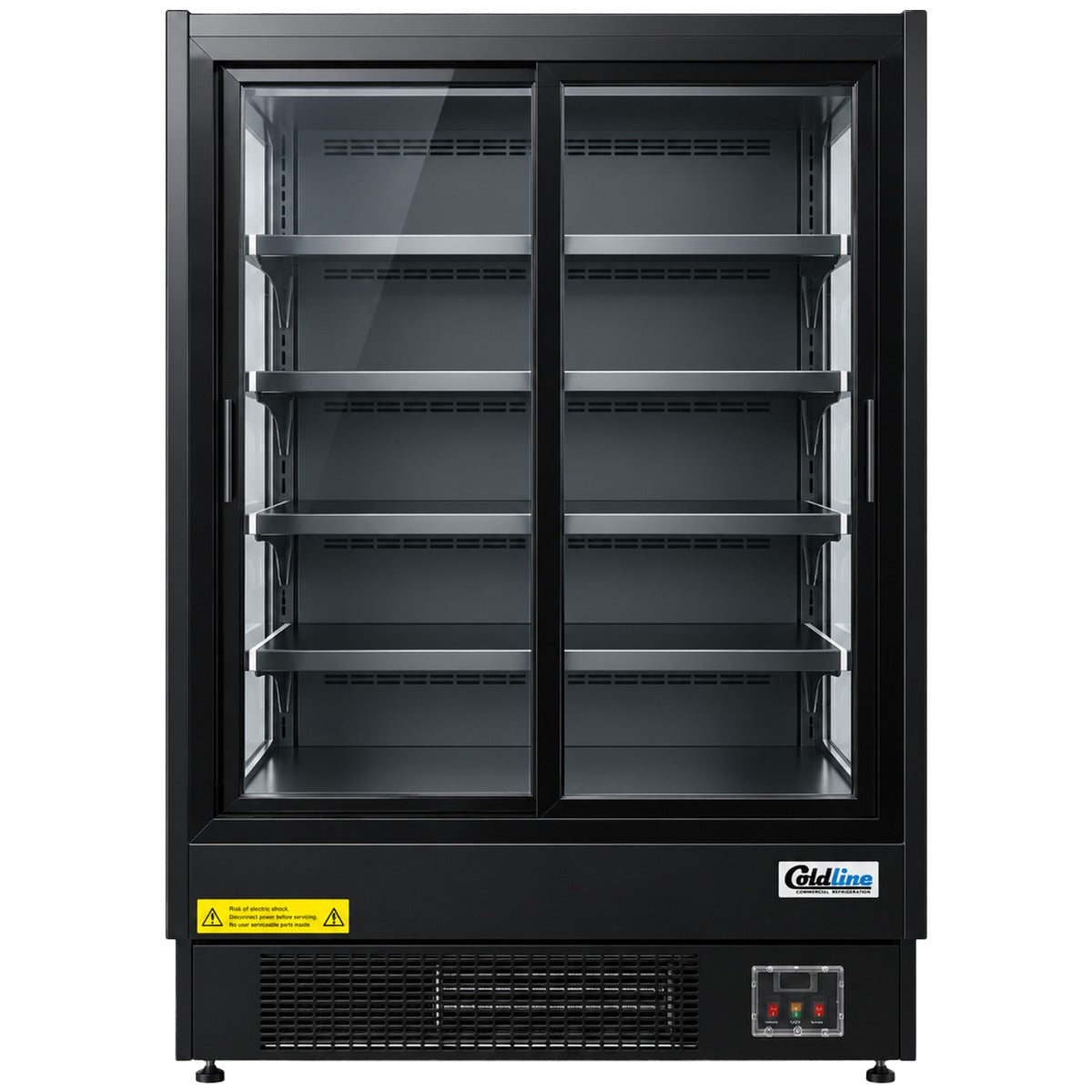 Coldline SGCD-51-B 51" Deep Depth Multi Deck Sliding Door Merchandiser Refrigerator with LED Lighting- Black