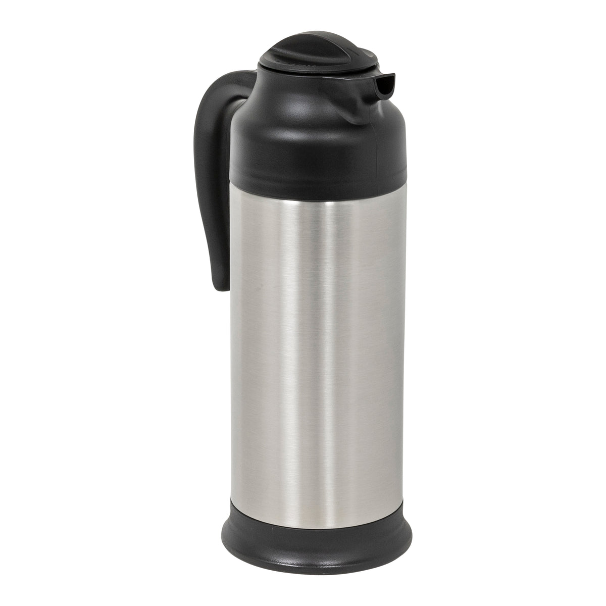 Adcraft FVFE2000 Full Size Vacuum Flask, 2000 ml (2 L/67.6 oz) Stainless Steel Black with Push‑Button Lid, Break‑Resistant Side Handle