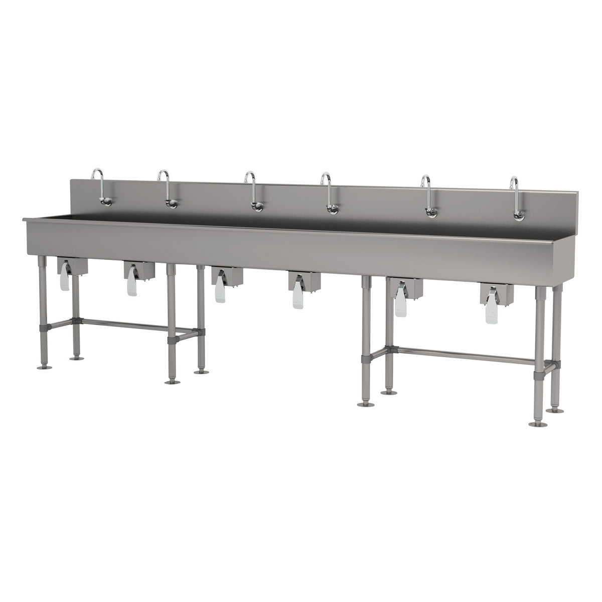 Advance Tabco 19-FM-120KV 120" Freestanding Multi-Station Hand Sink without Faucet w/Knee Valves