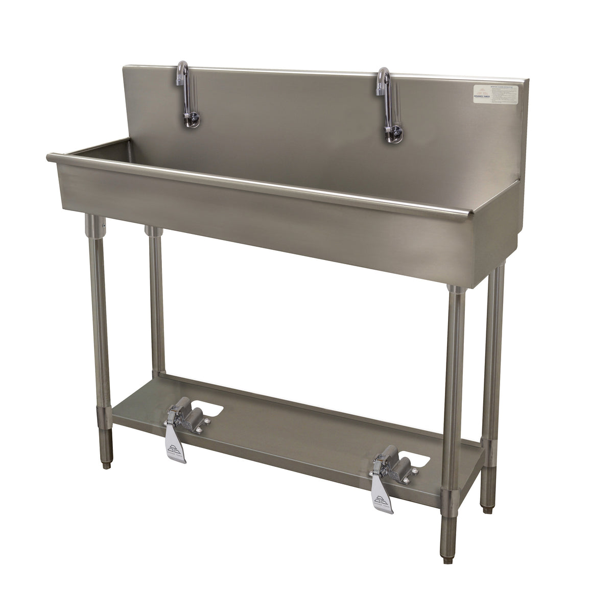 Advance Tabco 19-FM-40FV 40" Freestanding Multi-Station Hand Sink without Faucet - w/Foot Valves