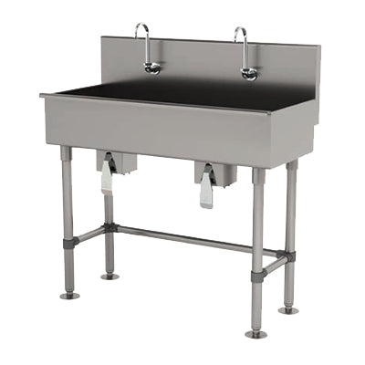 Advance Tabco 19-FM-40KV 40" Freestanding Multi-Station Hand Sink without Faucet - w/Knee Valves