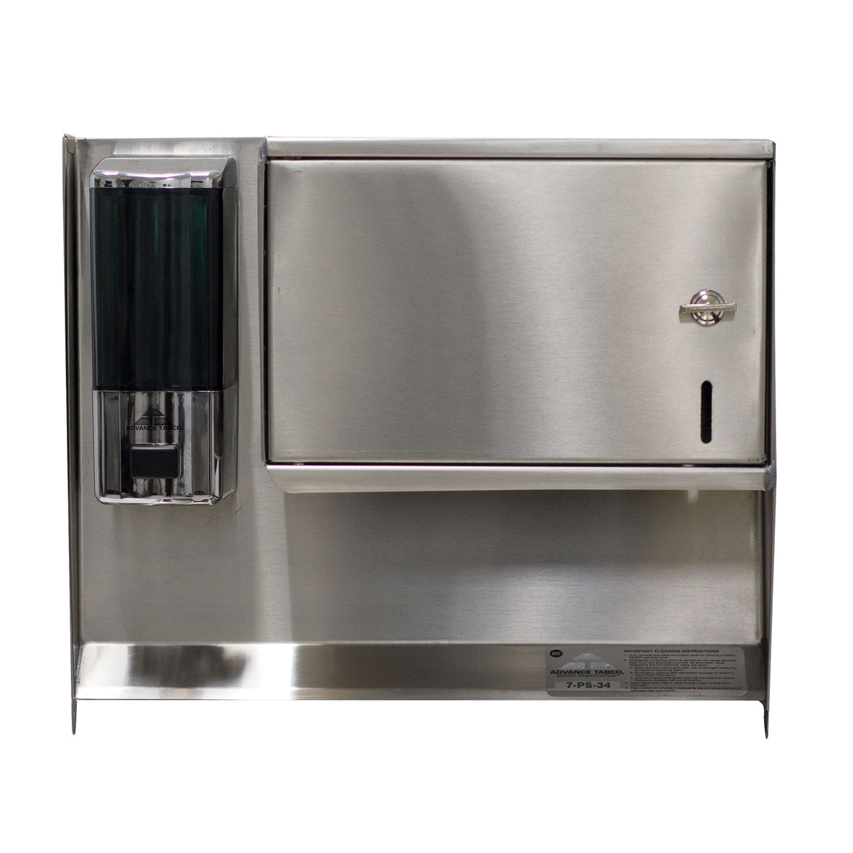 Advance Tabco 7-PS-34 Soap & Towel Dispenser, Steel, Wall-Mounted, Fits 17" Wide Hand Sinks