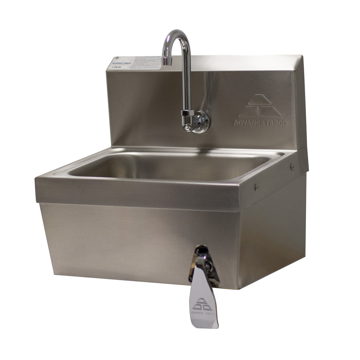 Advance Tabco 7-PS-62 17" Wall Mounted Hand Sink w/Hands Free Faucet & Single Knee Valve-20 gauge