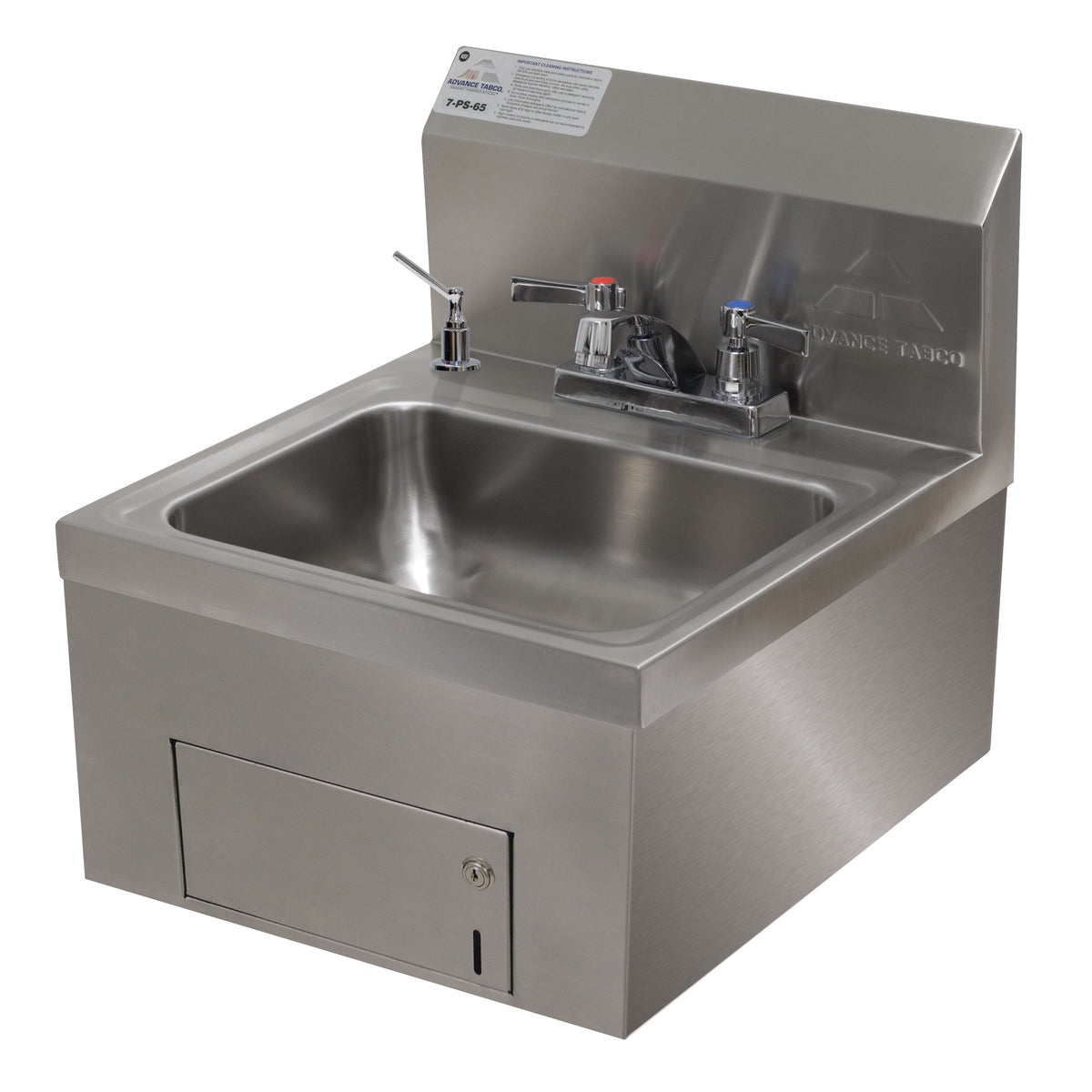Advance Tabco 7-PS-65 17" Wall Mounted Hand Sink with Faucet, Soap & Towel Dispenser-20 gauge