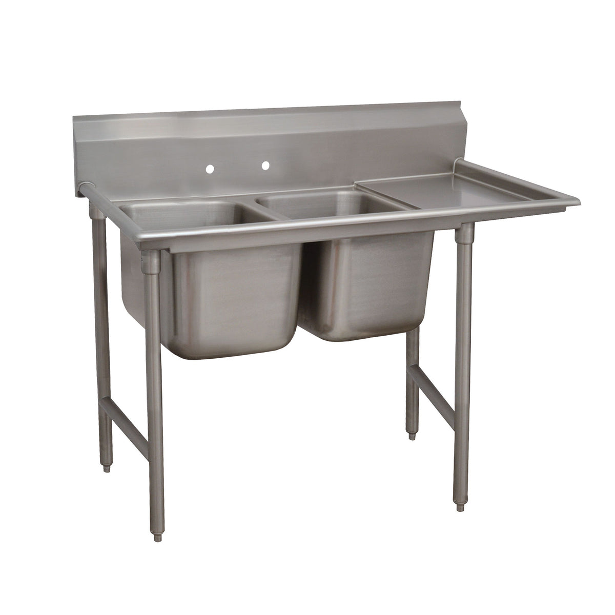 Advance Tabco 9-2-36-36R 76" Two Compartment Sink, 16"W x 20"L Bowl With Right-Hand Drainboard