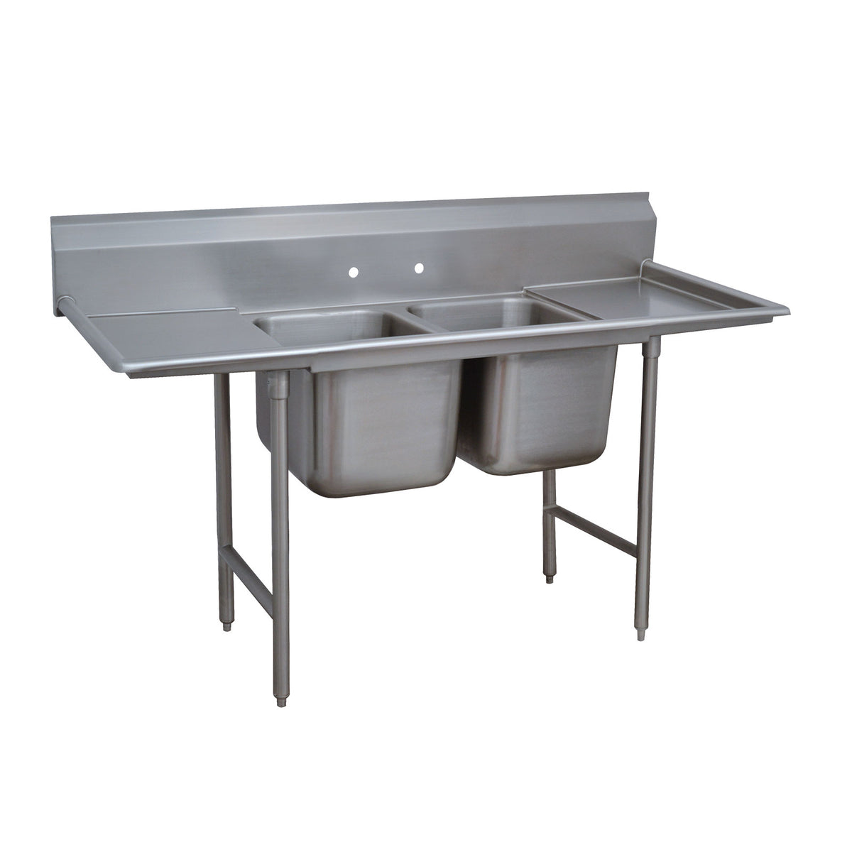 Advance Tabco 9-22-40-36RL 117" Two Compartment Sink, 20"W x 20"L Bowl With 2 Drainboards