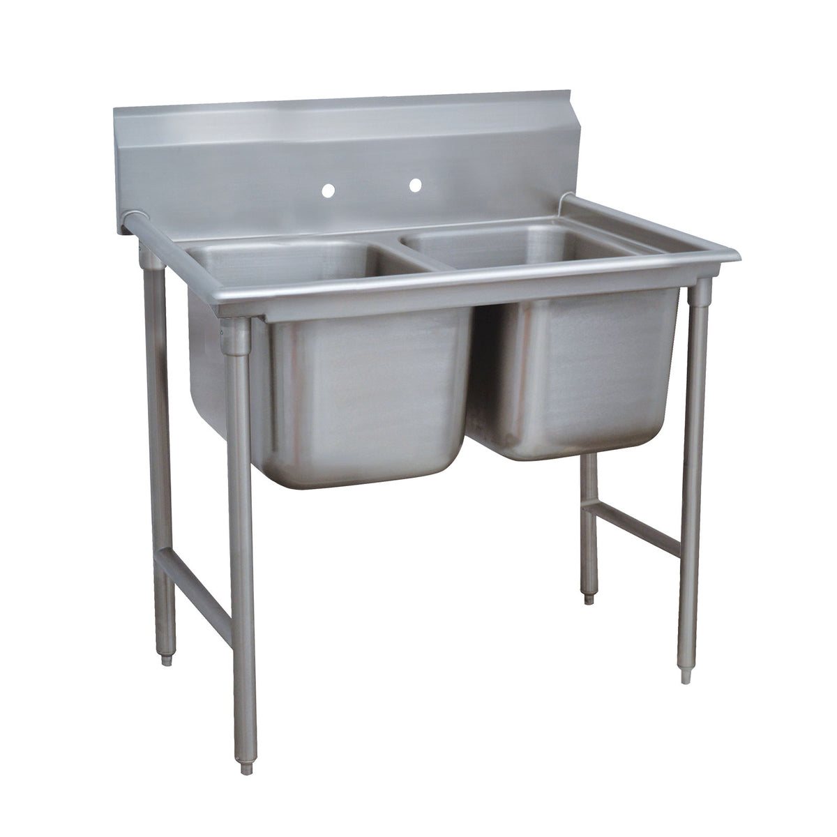 Advance Tabco 9-22-40 52" Two Compartment Sink, 20"W x 20"L Bowl Without Drainboard