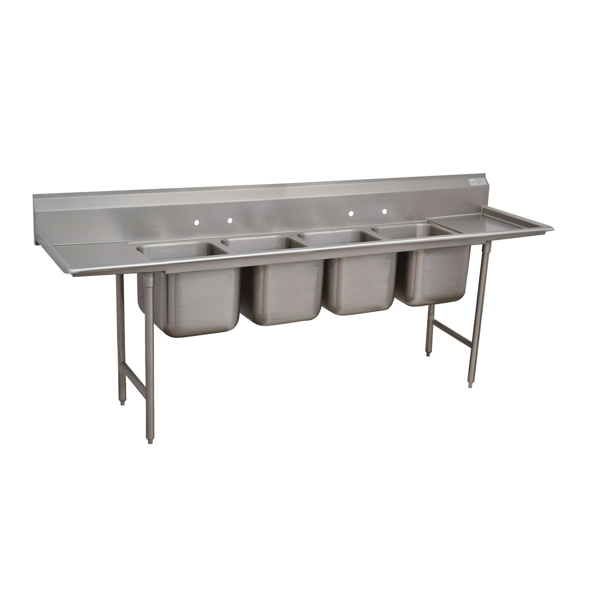 Advance Tabco 9-24-80-18RL 126" Four Compartment Sink, 20"W x 20"L Bowl With 2 Drainboards