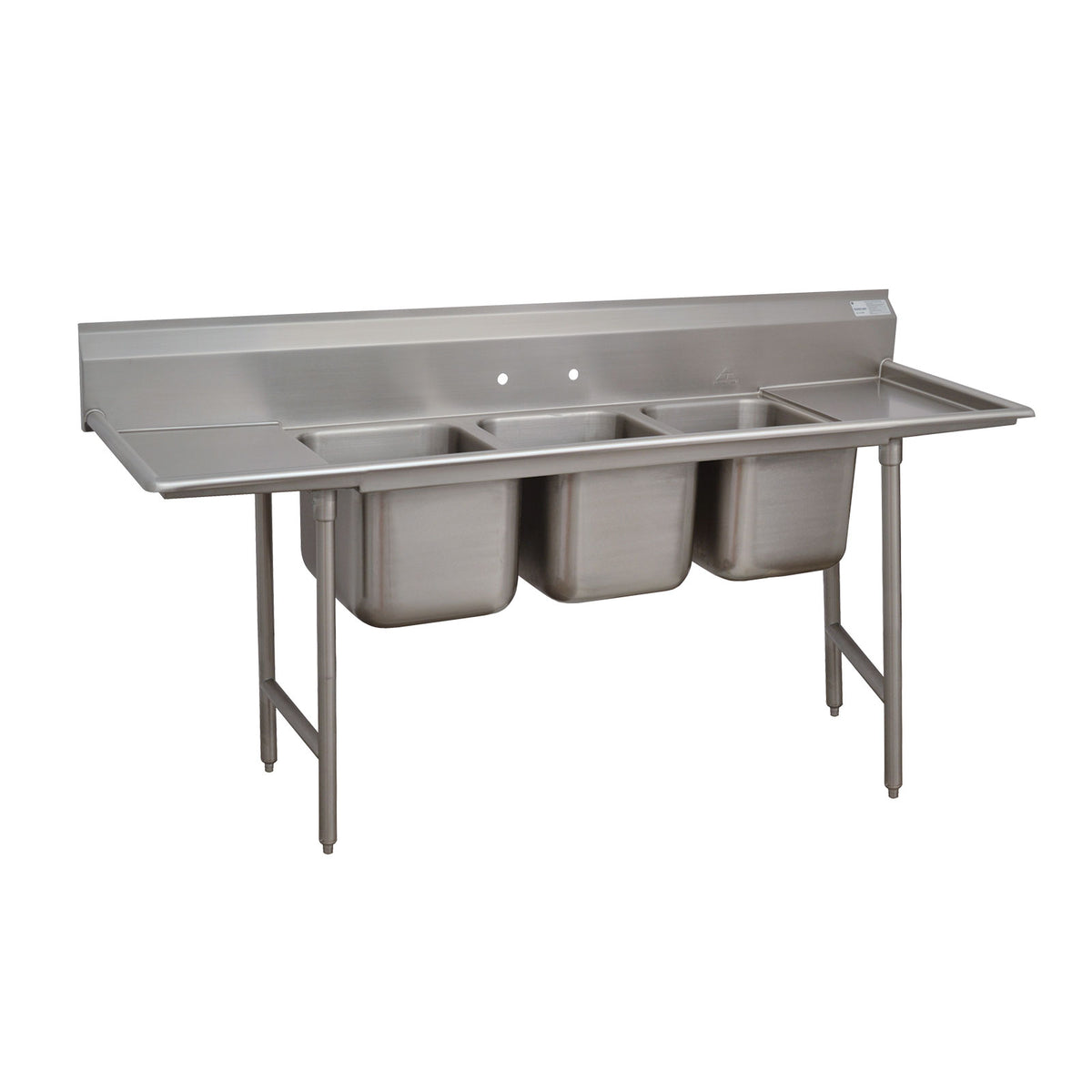 Advance Tabco 9-3-54-18RL 91" Three Compartment Sink, 16"W x 20"L Bowl With 2 Drainboards