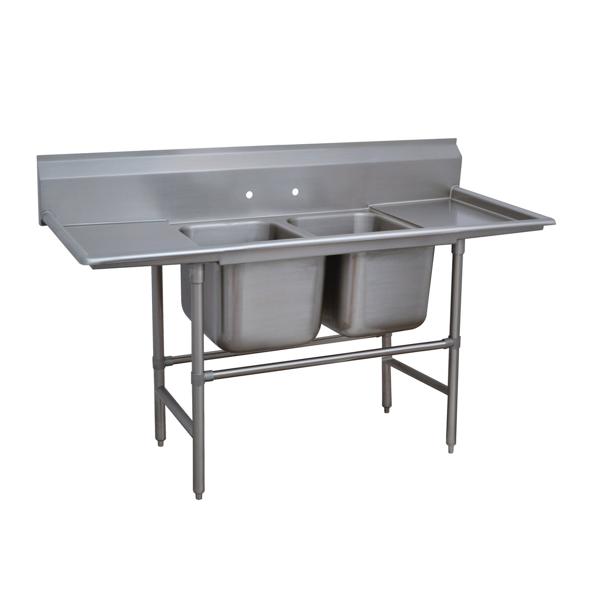 Advance Tabco 94-2-36-36RL 109" Two Compartment Sink, 16"W x 20"L Bowl With 2 Drainboards