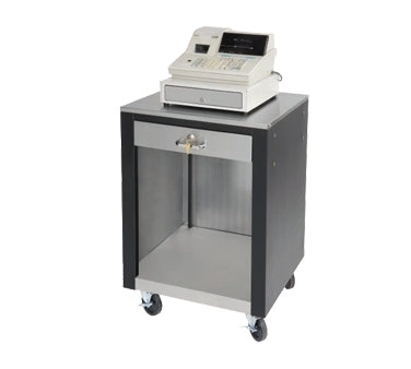 Advance Tabco BCRS-B Cashier Register Stand, 35" Height, 19-24" Width, Stainless Steel Top, Matte Black Vinyl Clad