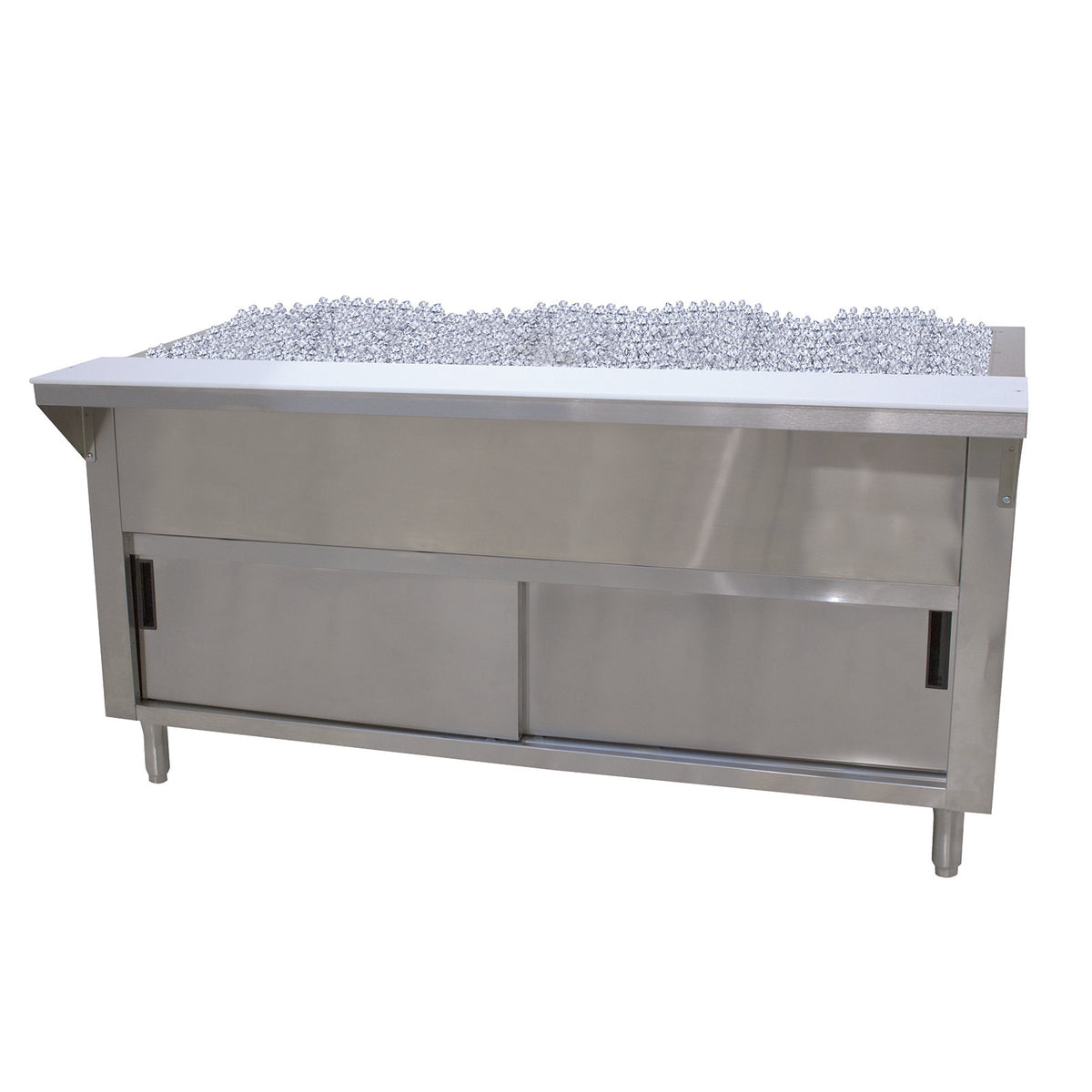 Advance Tabco CPU-2-DR 31"Ice-Cooled Table with Cabinet Base and Sliding Doors, (2) Pan