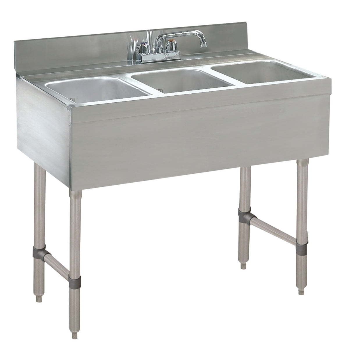 Advance Tabco CRB-33C 36" Underbar Sink Units, 3 Compartment without Drainboard
