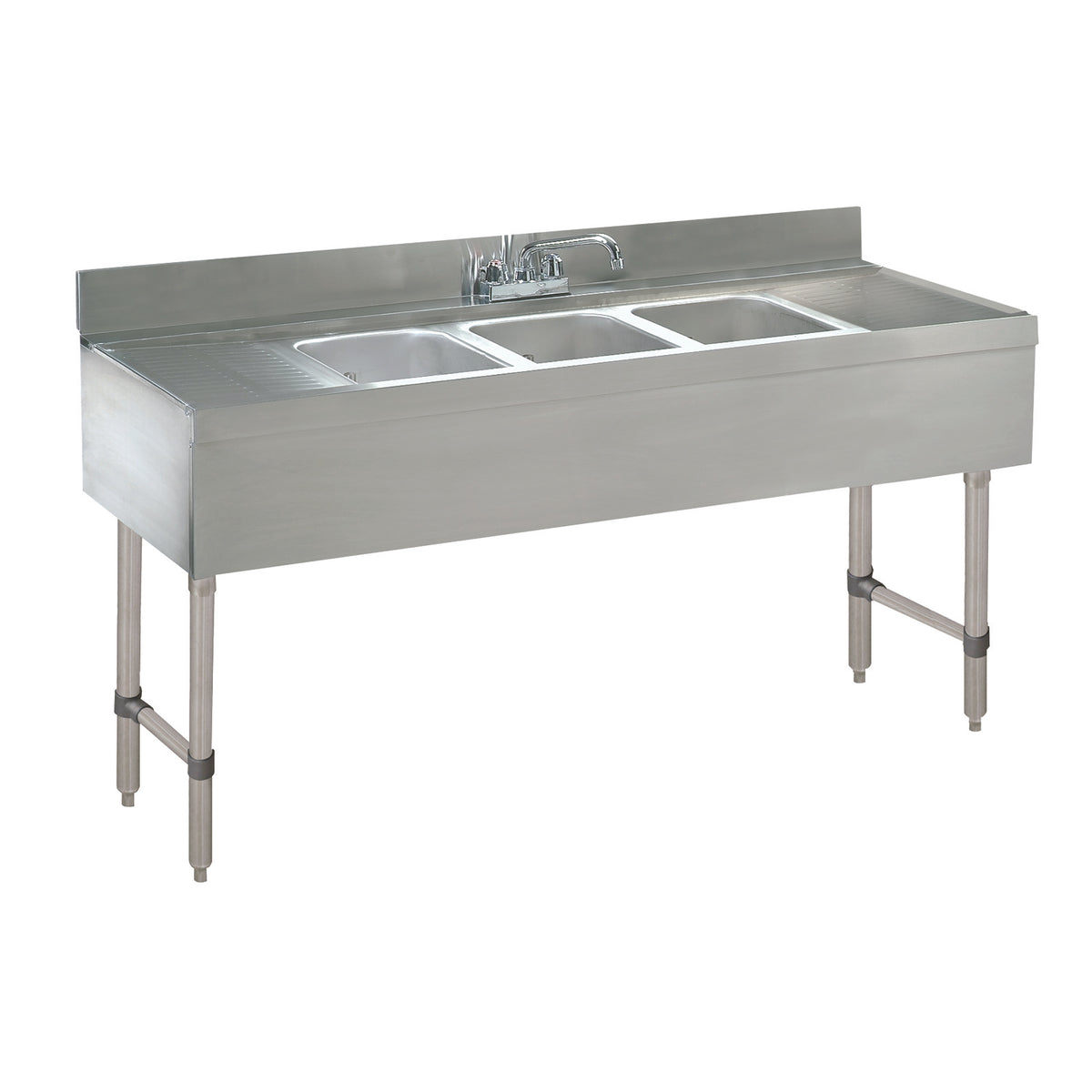 Advance Tabco CRB-73C 84" Underbar Sink Units, 3 Compartment with 2 Drainboards